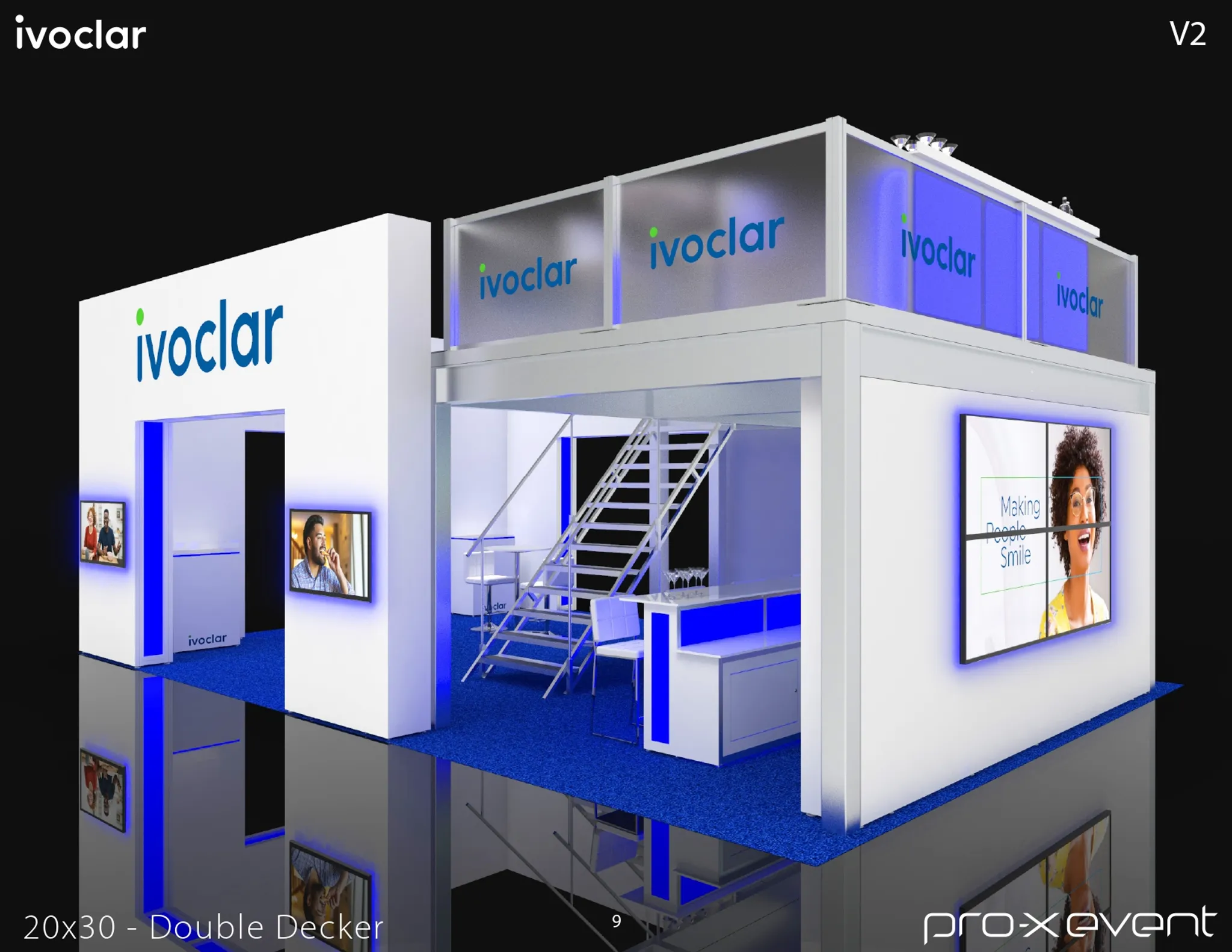 20x30 Island booth design by Pro-X Exhibits